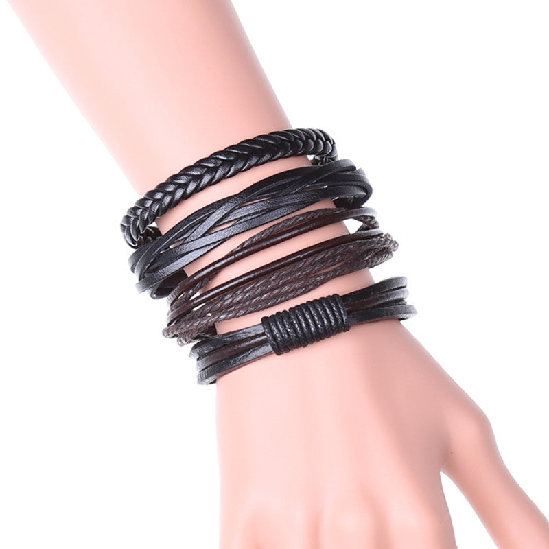 Men's Simple Retro Braided Leather Woven Hand Bracelets
