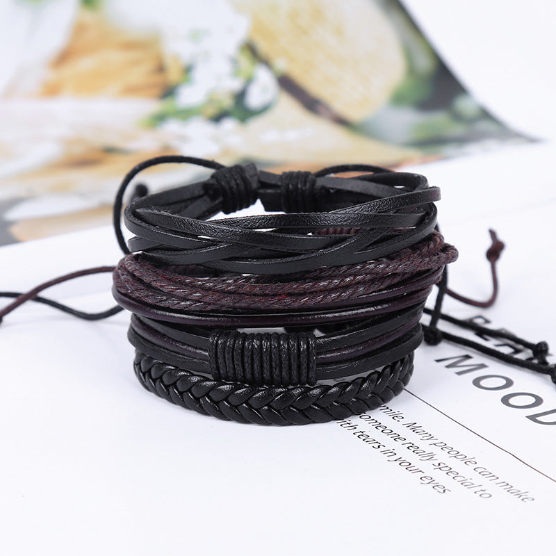 Men's Simple Retro Braided Leather Woven Hand Bracelets