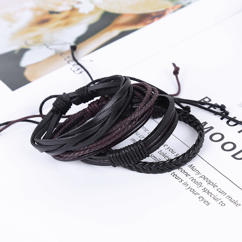 Men's Simple Retro Braided Leather Woven Hand Bracelets