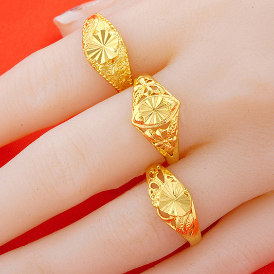 Women's Gold Vietnam Placer Pure Yellow Open Ring