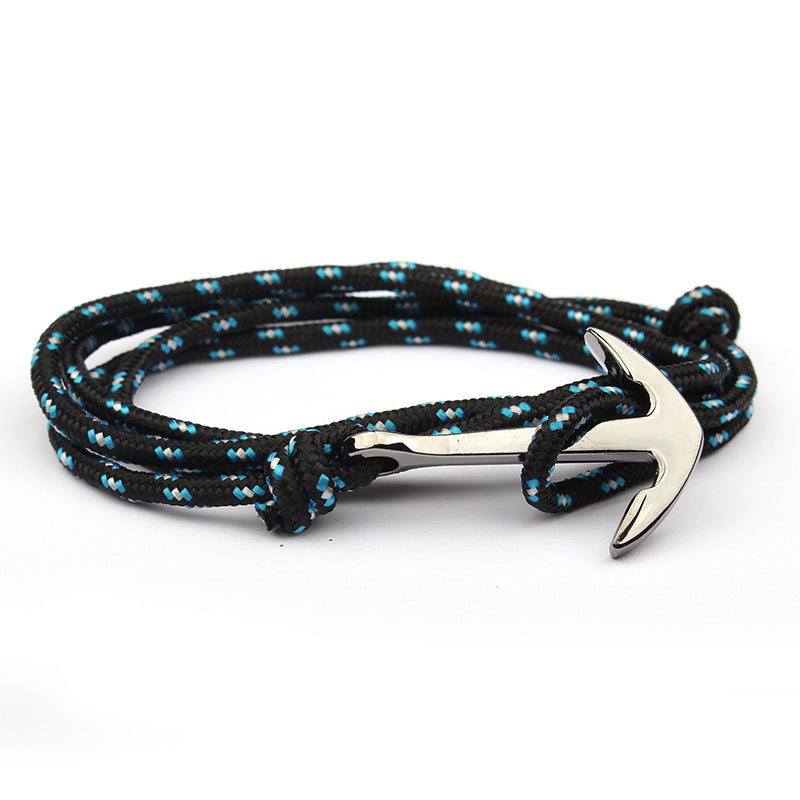 Navy Blue Color Nylon Rope Anchor Chain Couple Handmade Bracelet