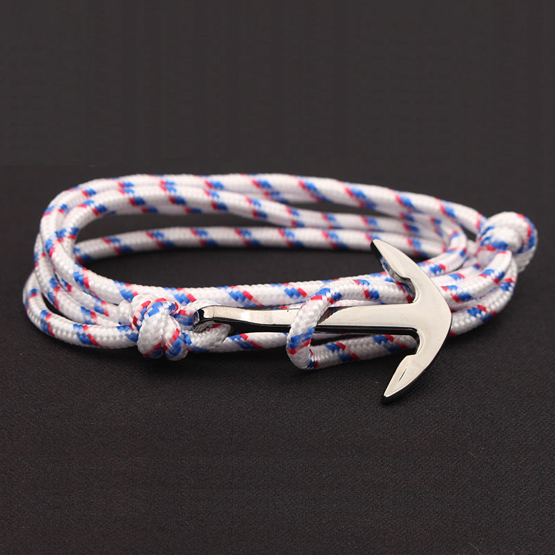 Navy Blue Color Nylon Rope Anchor Chain Couple Handmade Bracelet