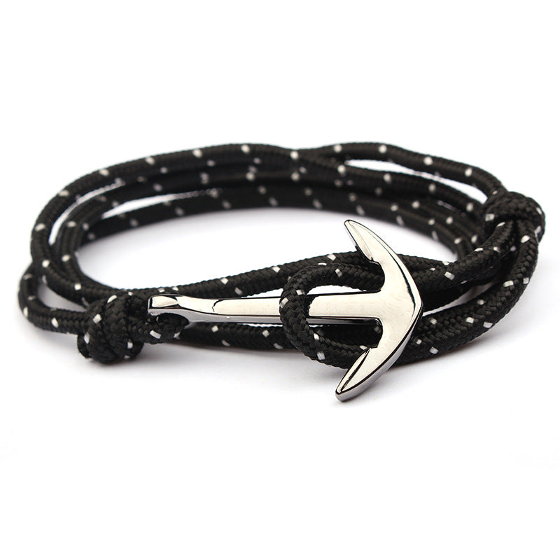Navy Blue Color Nylon Rope Anchor Chain Couple Handmade Bracelet