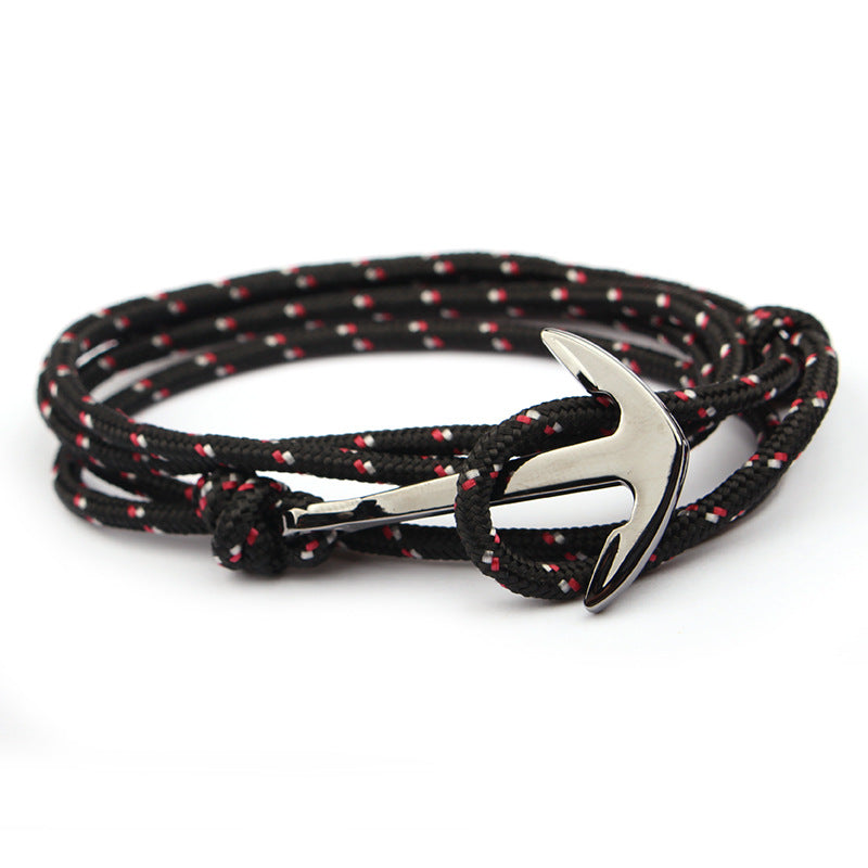 Navy Blue Color Nylon Rope Anchor Chain Couple Handmade Bracelet