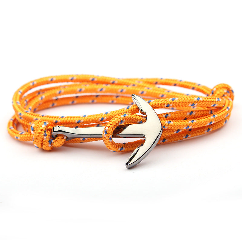 Navy Blue Color Nylon Rope Anchor Chain Couple Handmade Bracelet