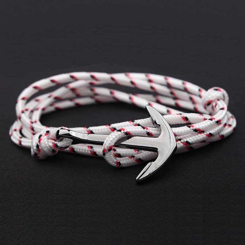 Navy Blue Color Nylon Rope Anchor Chain Couple Handmade Bracelet