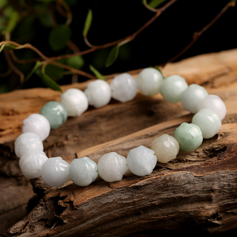 Women's Natural Emerald Rose String Beads Light Luxury High-grade Jade Cultural Bracelet