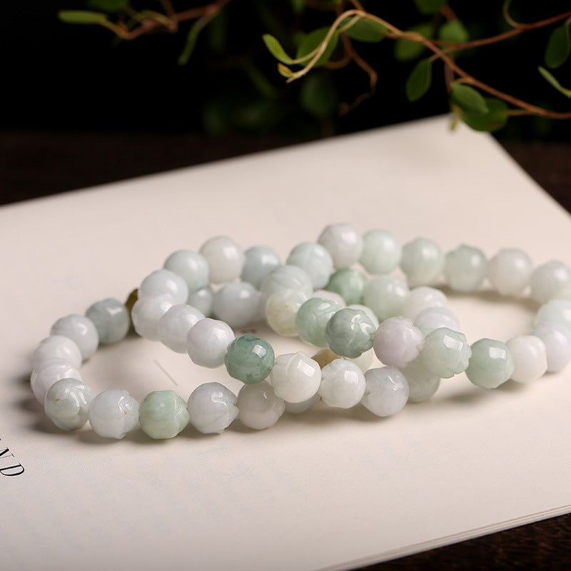 Women's Natural Emerald Rose String Beads Light Luxury High-grade Jade Cultural Bracelet