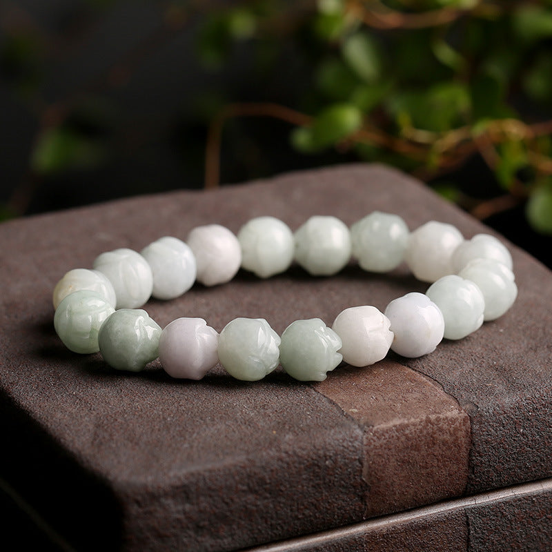 Women's Natural Emerald Rose String Beads Light Luxury High-grade Jade Cultural Bracelet