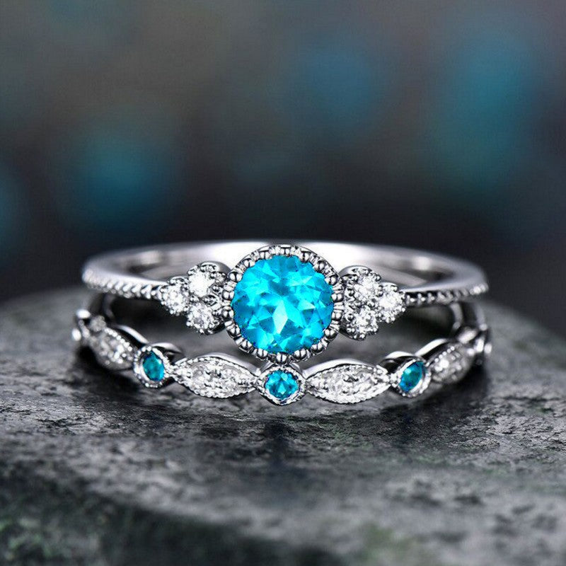 Classy Women's Fashion Zircon Two-piece Emerald Rings