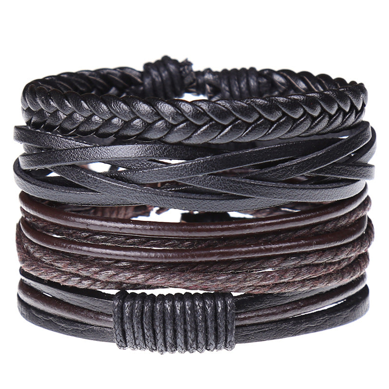 Men's Simple Retro Braided Leather Woven Hand Bracelets