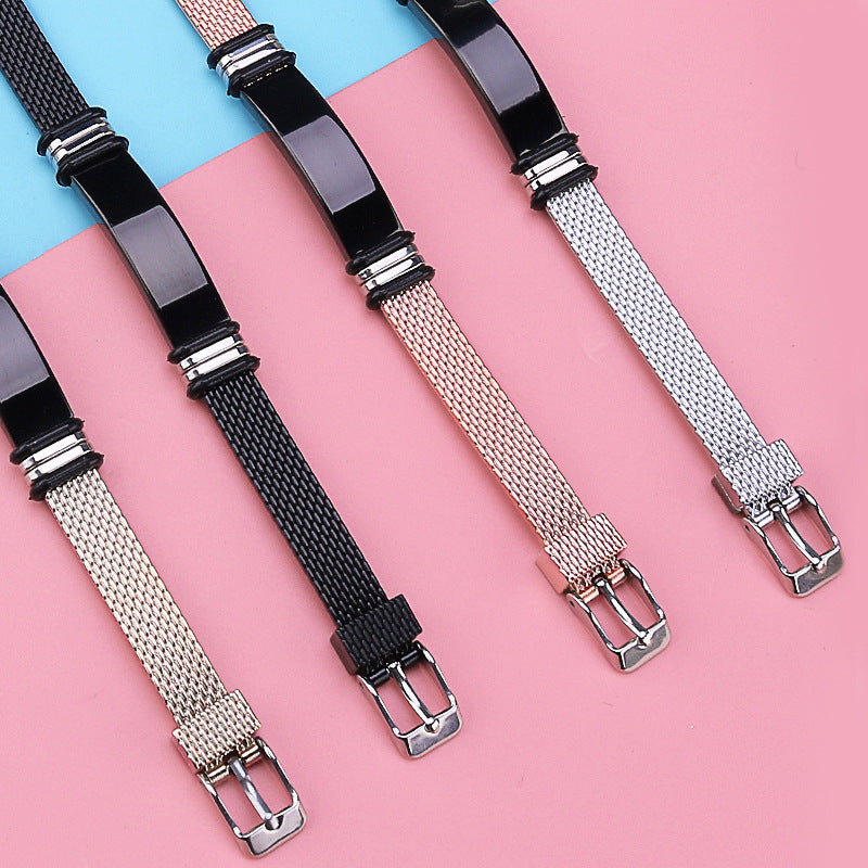Strap Black Rose Gold Wristband Large Bracelets