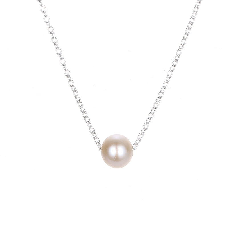 Women's Baroque Pearl Simple Stainless Steel Clavicle Necklaces