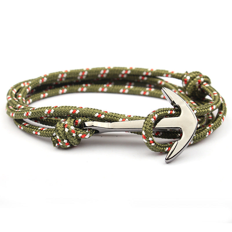 Navy Blue Color Nylon Rope Anchor Chain Couple Handmade Bracelet