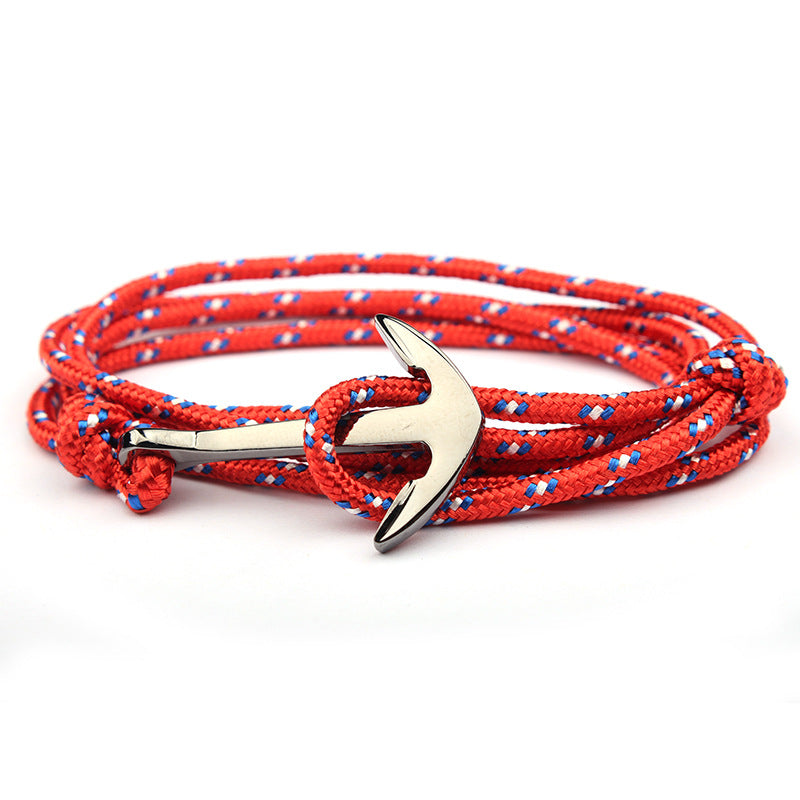 Navy Blue Color Nylon Rope Anchor Chain Couple Handmade Bracelet