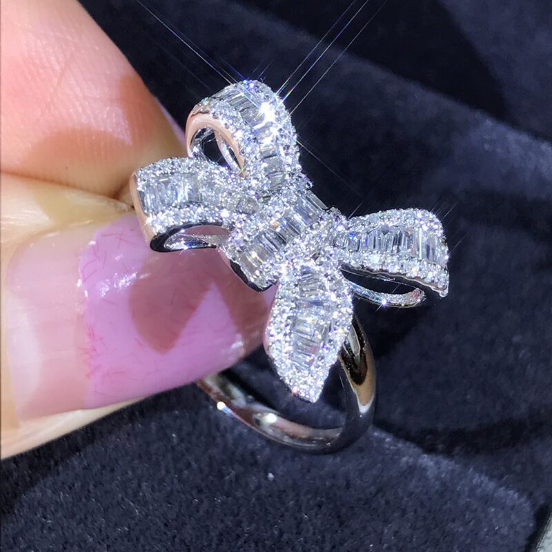 Ladder Square Diamond Beautiful Luxury Simulation Temperament Female Ring