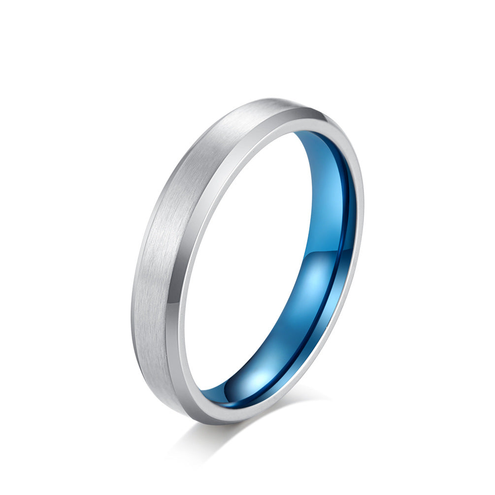 Matte Brushed Blue Simple Couple Marriage Rings