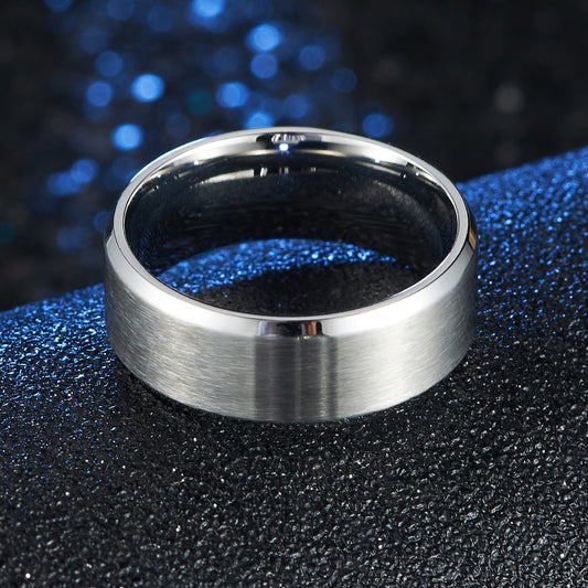 Matte Brushed Blue Simple Couple Marriage Rings