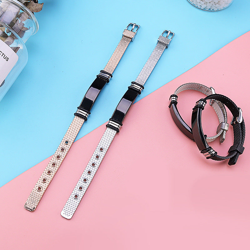 Strap Black Rose Gold Wristband Large Bracelets