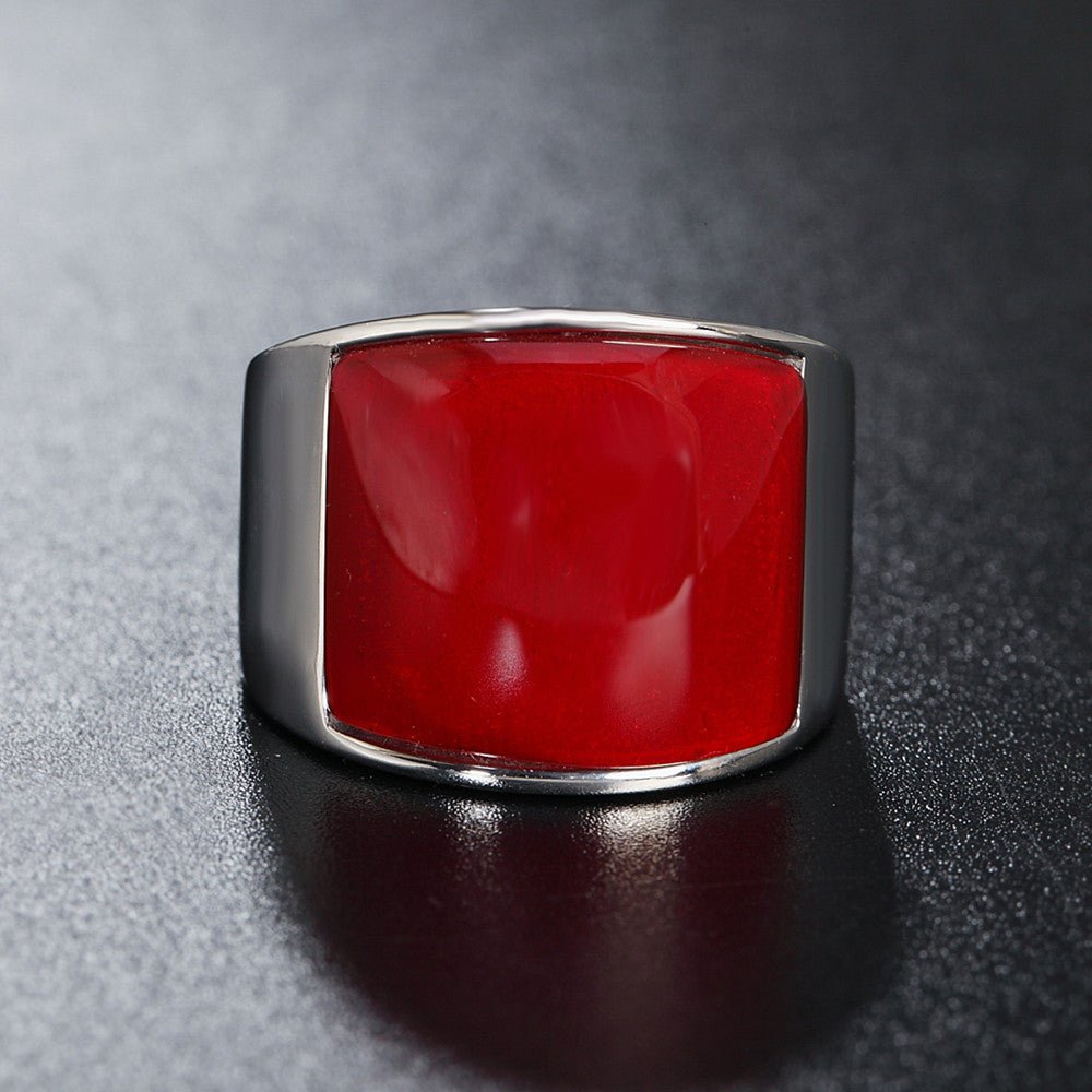 Women's & Men's Fashion Gem Titanium Steel Simple Rings