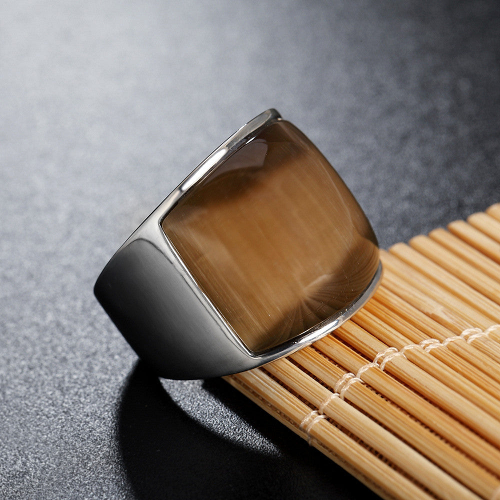Women's & Men's Fashion Gem Titanium Steel Simple Rings