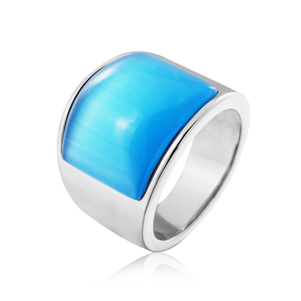 Women's & Men's Fashion Gem Titanium Steel Simple Rings