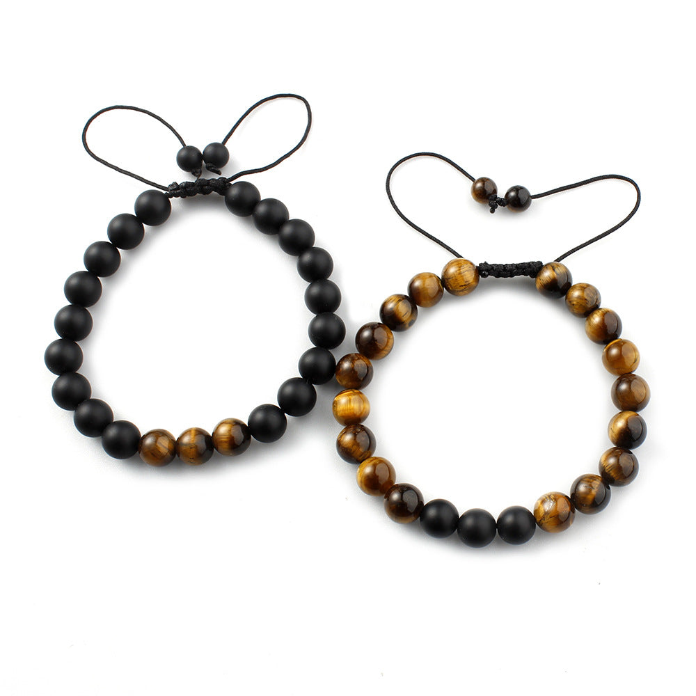 Tiger Eye Frosted Beads Suit Woven Bracelets