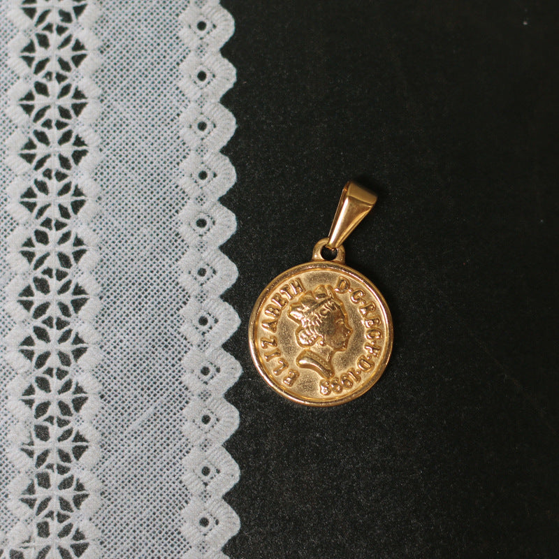 Roman Portrait Gold Coin Wheat Elizabeth Pendants