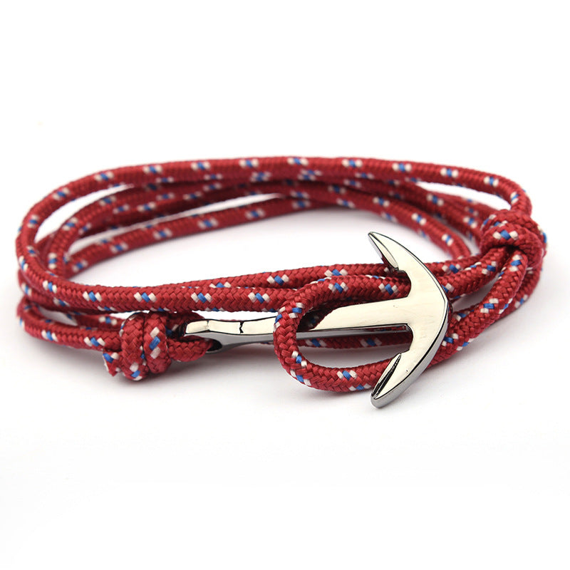 Navy Blue Color Nylon Rope Anchor Chain Couple Handmade Bracelet