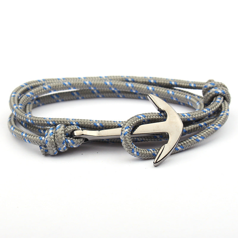Navy Blue Color Nylon Rope Anchor Chain Couple Handmade Bracelet