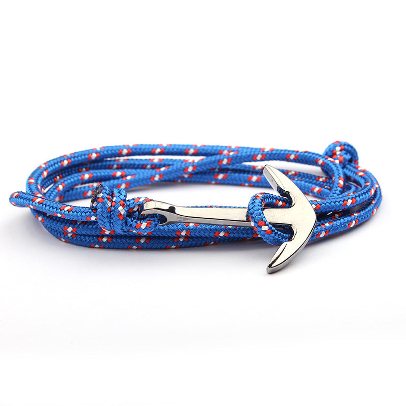 Navy Blue Color Nylon Rope Anchor Chain Couple Handmade Bracelet