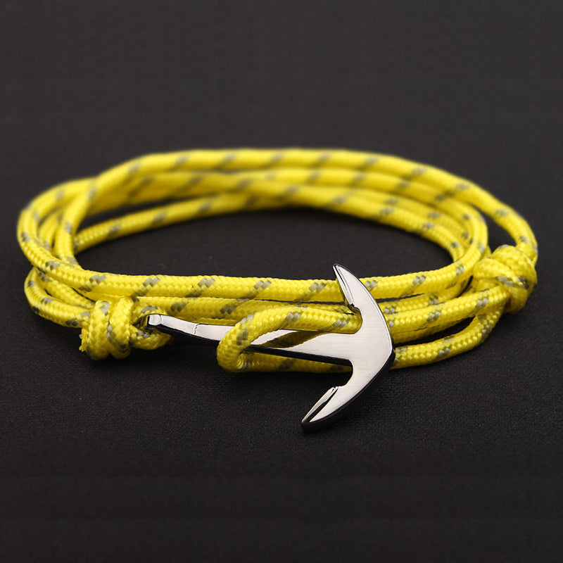 Navy Blue Color Nylon Rope Anchor Chain Couple Handmade Bracelet