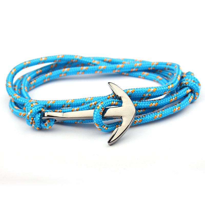 Navy Blue Color Nylon Rope Anchor Chain Couple Handmade Bracelet