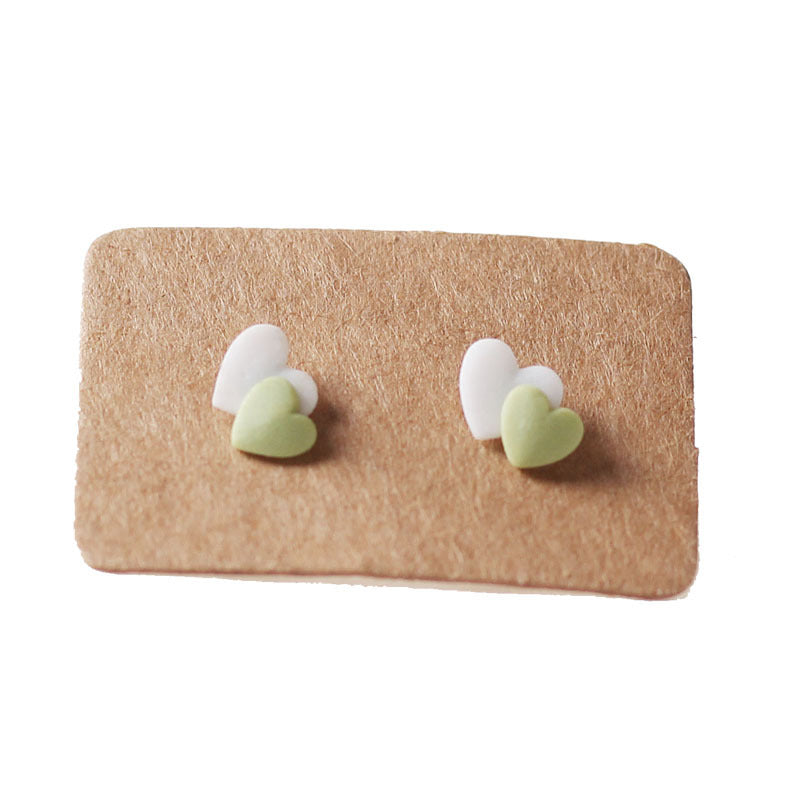 Trinkets Two-color Love Heart Sweet Design Personality Simple Gifts Fresh Stud Earrings