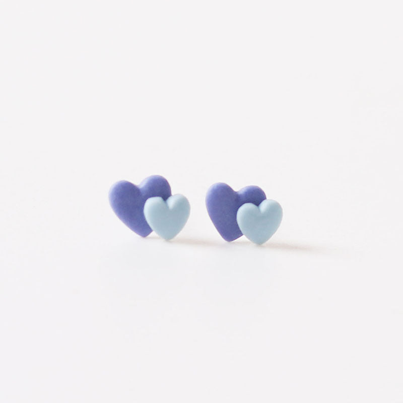Trinkets Two-color Love Heart Sweet Design Personality Simple Gifts Fresh Stud Earrings