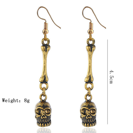 Ornament Personality Retro Exaggerated Alloy Skull Earrings