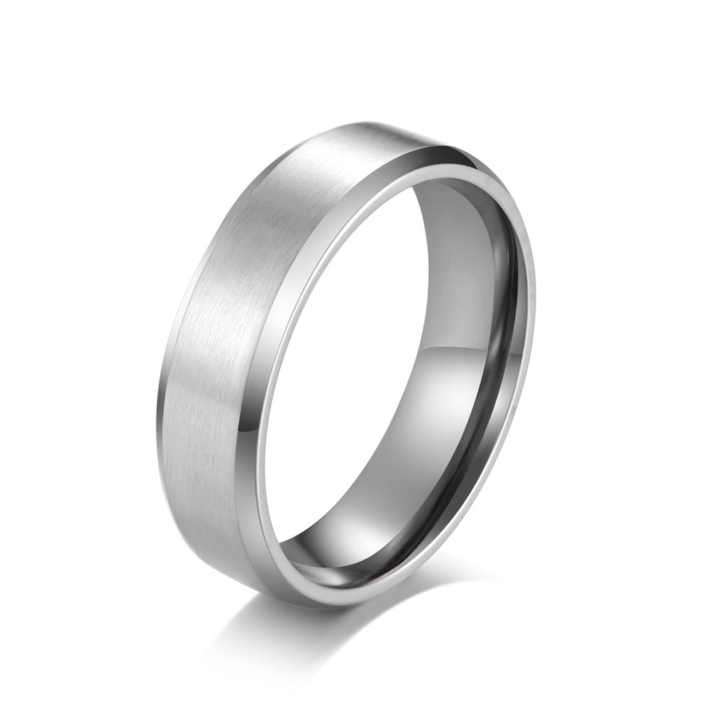 Matte Brushed Blue Simple Couple Marriage Rings