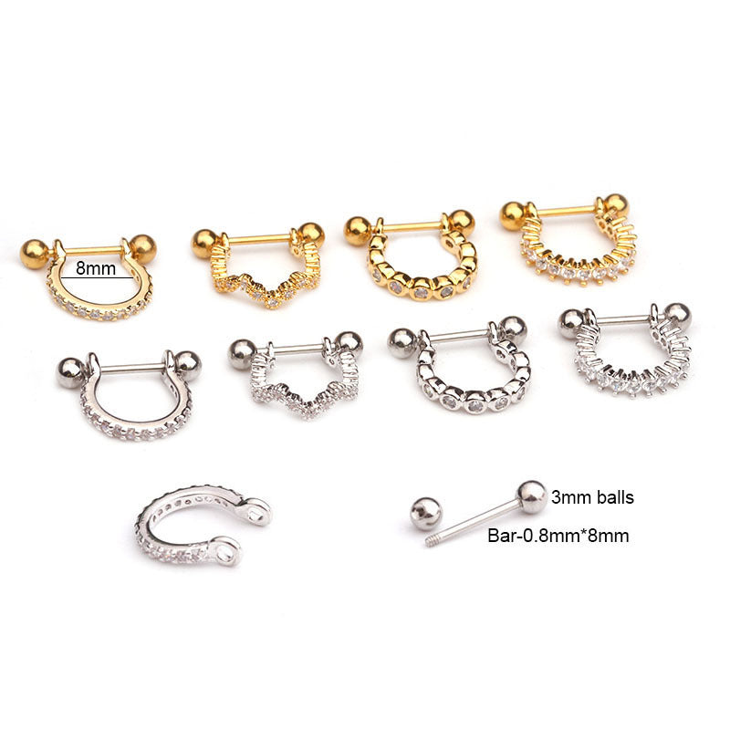 Stainless Steel Zircon Soft Ear Bone Earrings