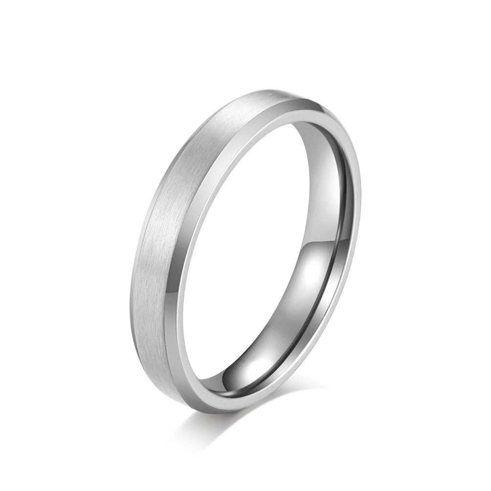 Matte Brushed Blue Simple Couple Marriage Rings