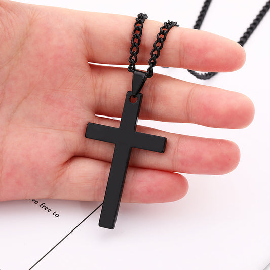 Men's Coffee Billion Ornament Stainless Steel Cross Necklaces