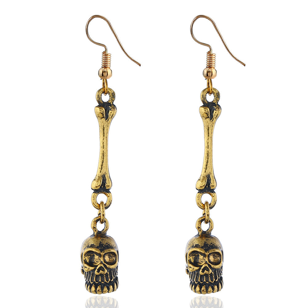 Ornament Personality Retro Exaggerated Alloy Skull Earrings