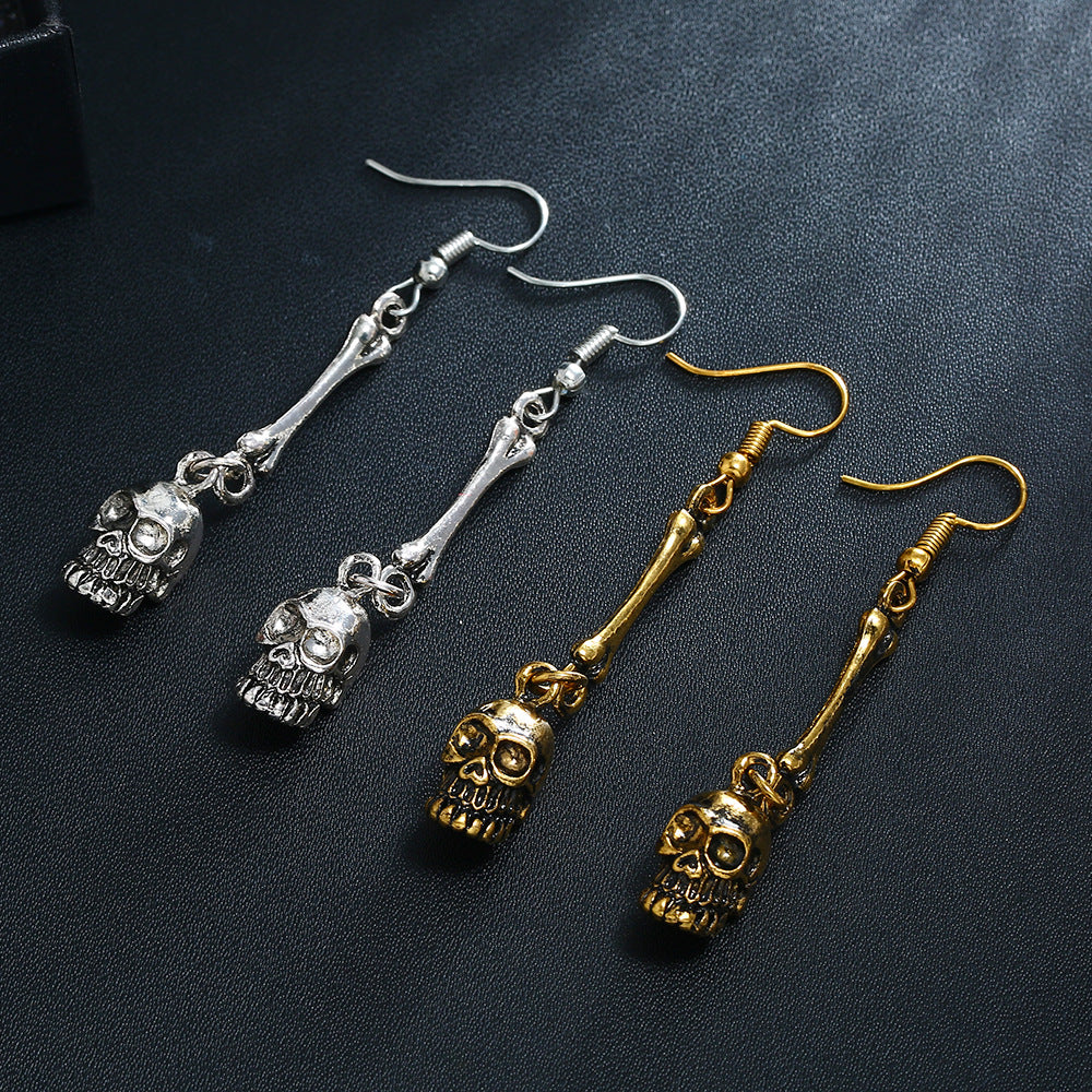 Ornament Personality Retro Exaggerated Alloy Skull Earrings