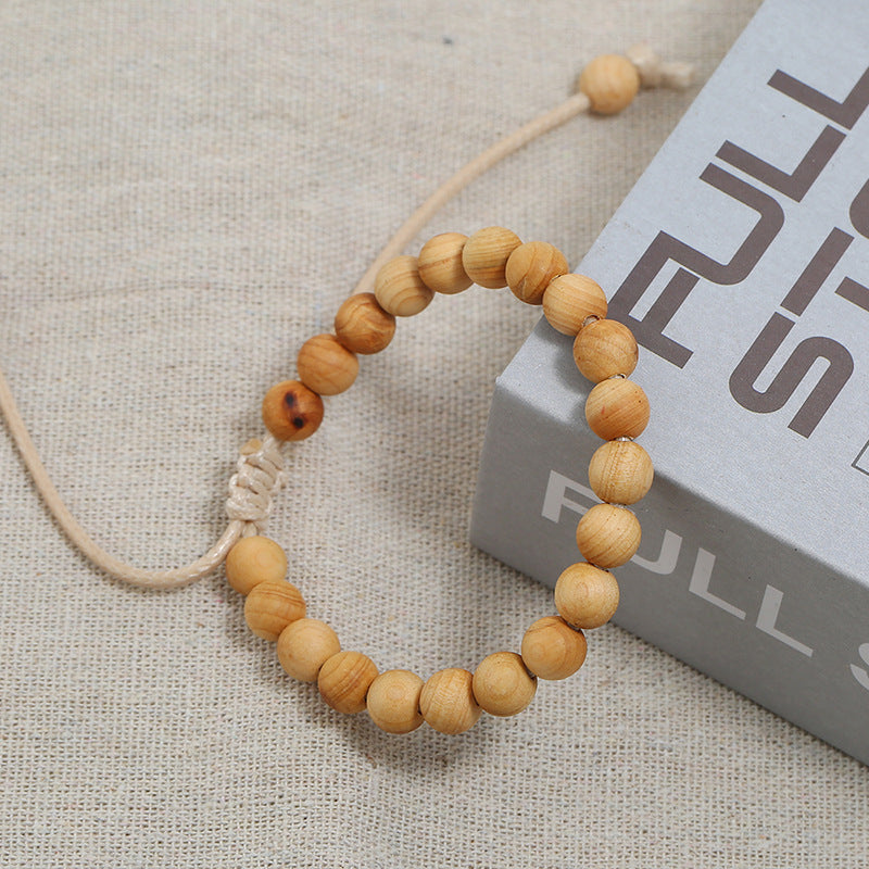 Women's & Men's Simple Pulling Rope Wooden Beads Personalized Bracelet