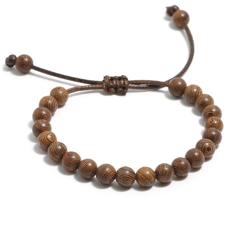 Women's & Men's Simple Pulling Rope Wooden Beads Personalized Bracelet