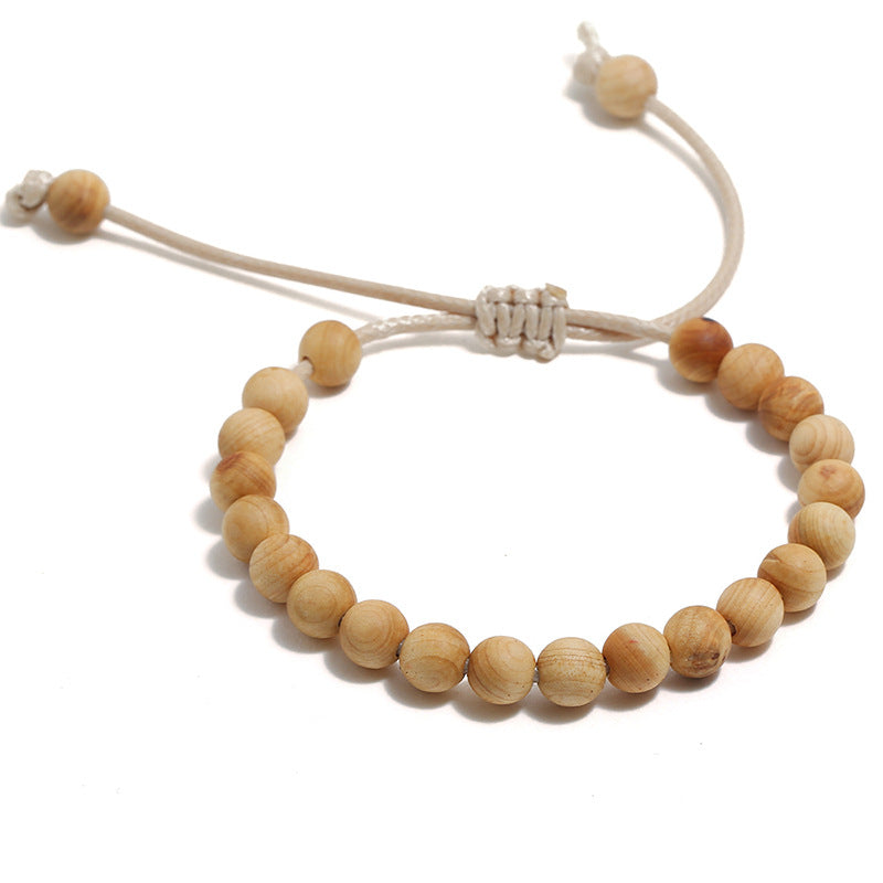 Women's & Men's Simple Pulling Rope Wooden Beads Personalized Bracelet
