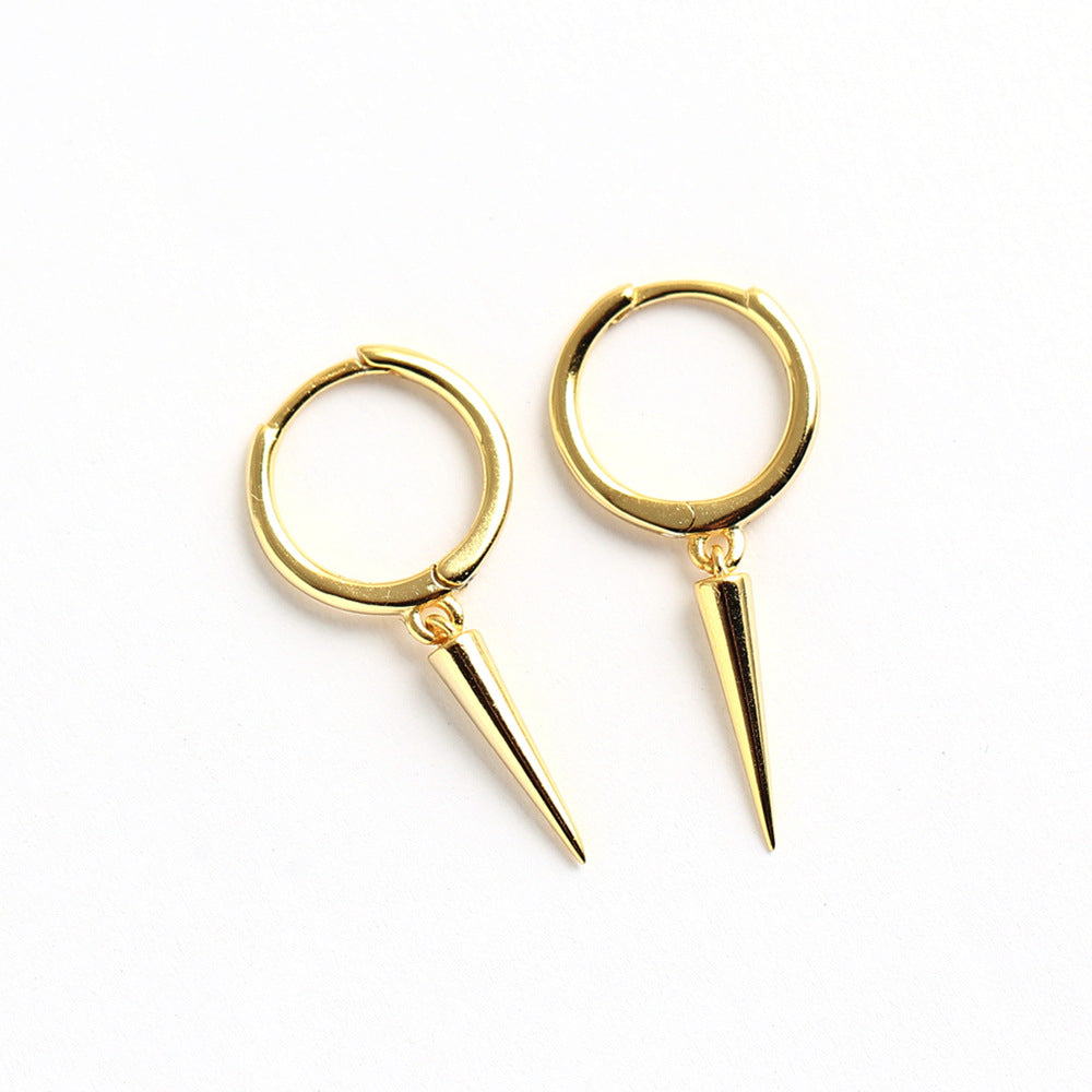 Sier Long Rivet Tapered Ear Clip Earrings