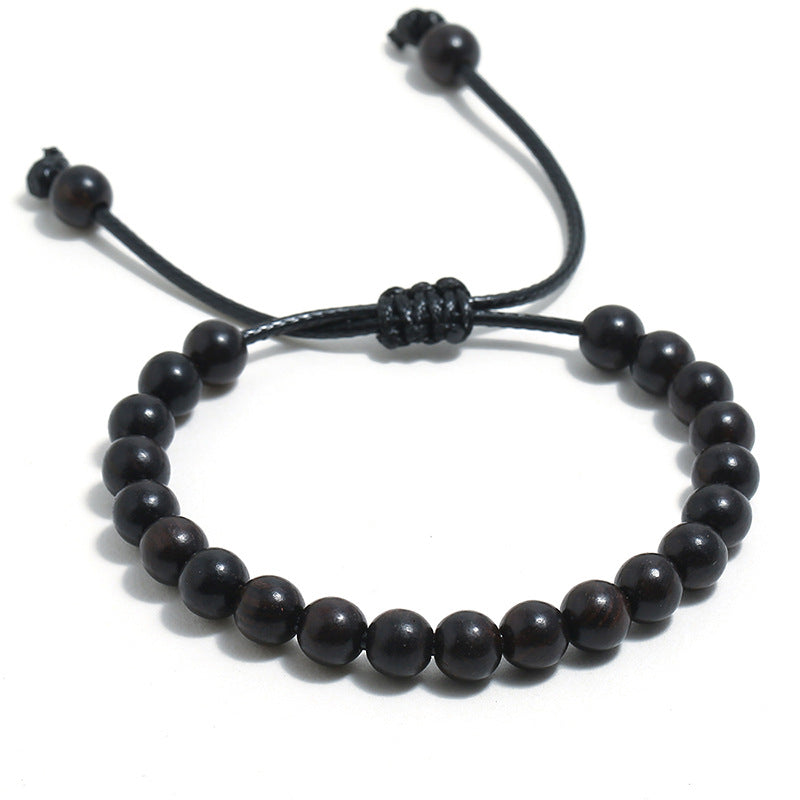 Women's & Men's Simple Pulling Rope Wooden Beads Personalized Bracelet