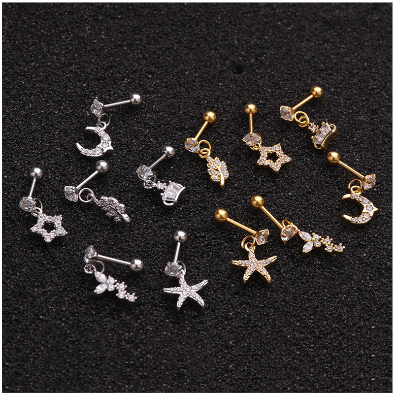 Stainless Steel Screw Ear Bone Piercing Stud Earrings