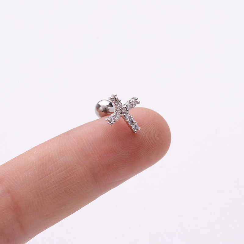 Zircon Stainless Steel Screw Ear Bone Earrings