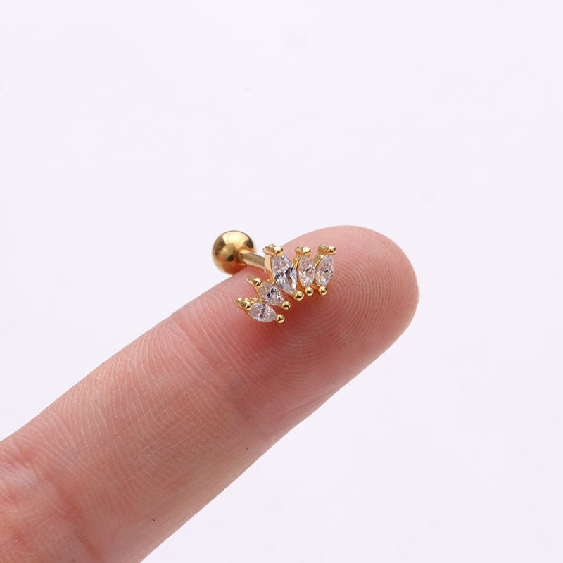 Zircon Stainless Steel Screw Ear Bone Earrings